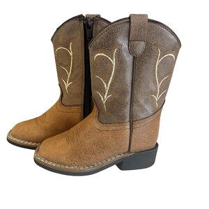 Old West VB1013 Kids/Youth Size 6 D Brown Square Toe Western Cowboy Boots-AC121